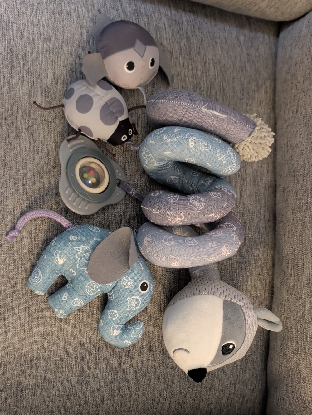 Spiral Stroller Toy - Grey & Light Blue